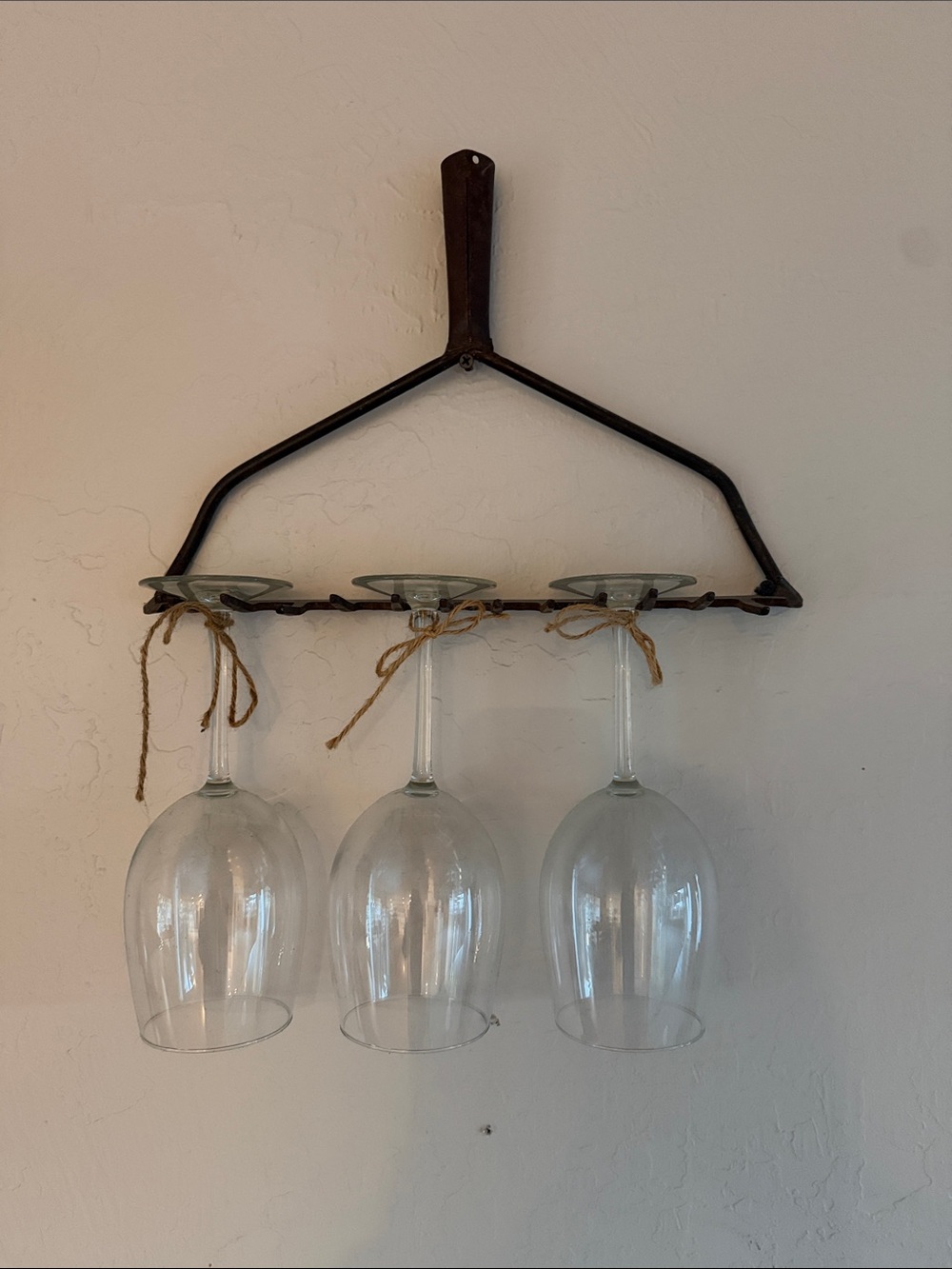 Antique rake - wine glass holder